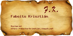 Fabsits Krisztián névjegykártya